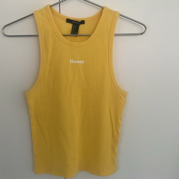 2/$20 FOREVER 21 YELLOW RIBBED TANK TOP - Picture 2 of 6